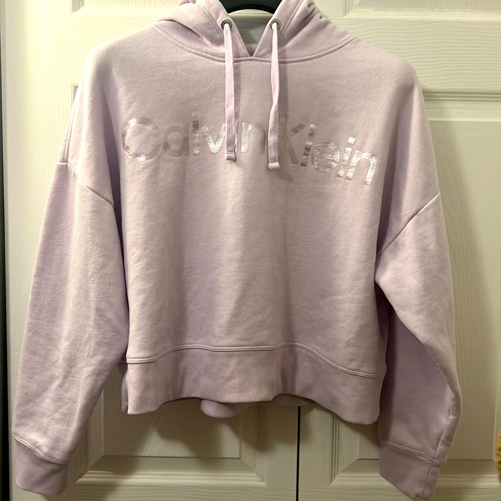 Lavender Cropped Calvin Klein hoodie